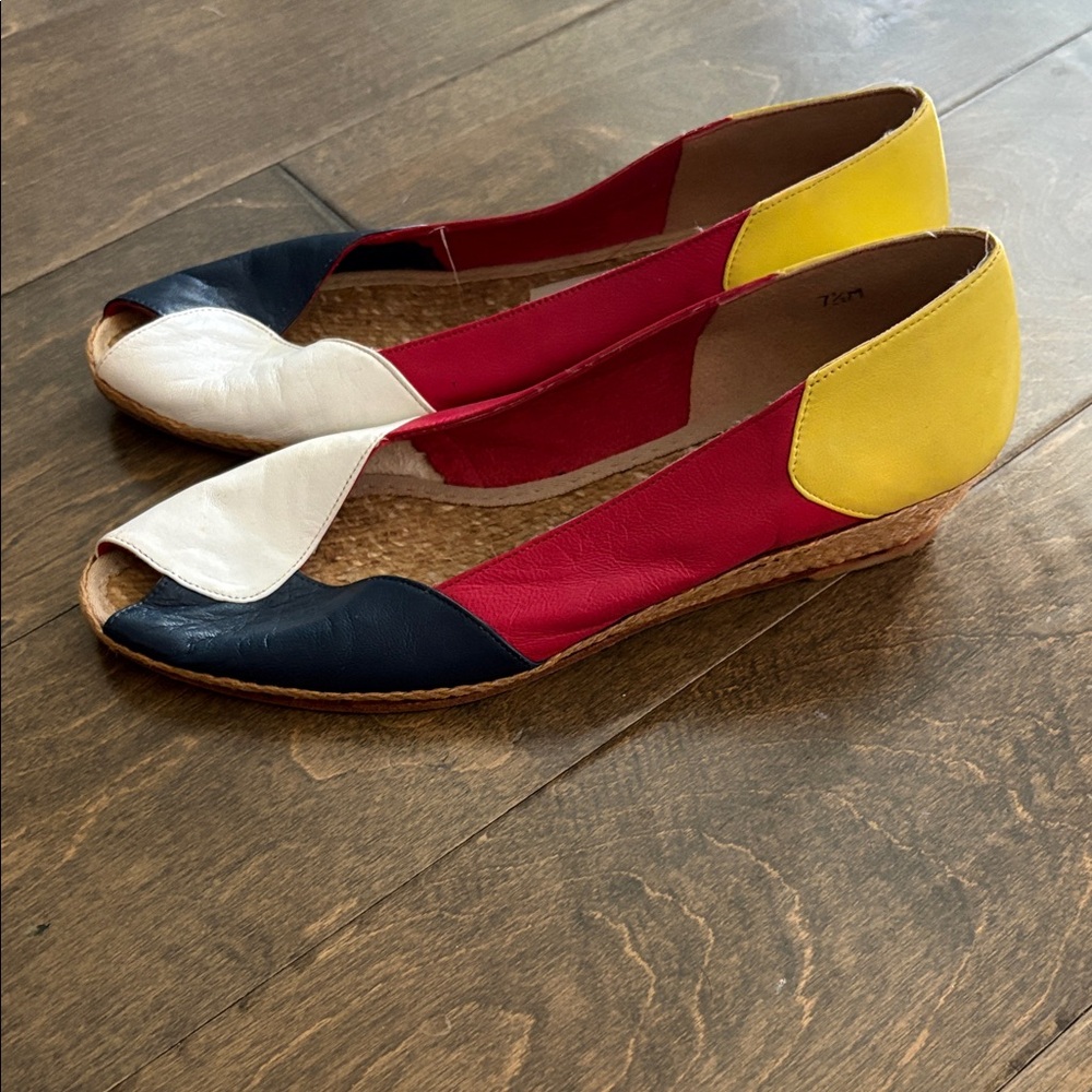 Evan Picone Multicolor Peep-Toe Wedges